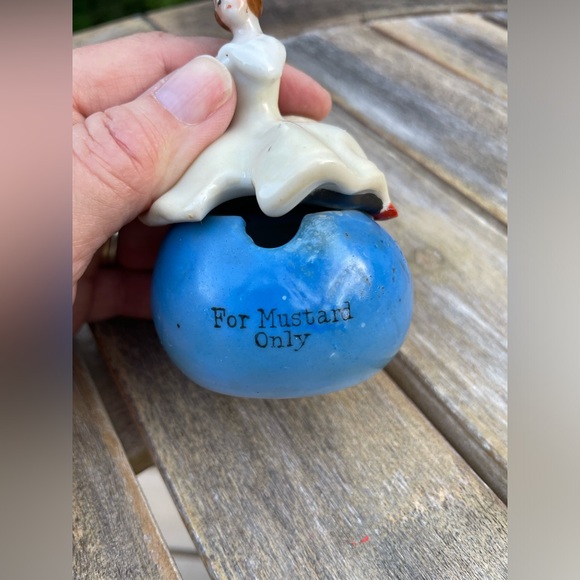 Vintage Art Deco 1920S Porcelain Half Doll, Mustard Jar, Naughty Flapper Girl - Picture 2 of 9